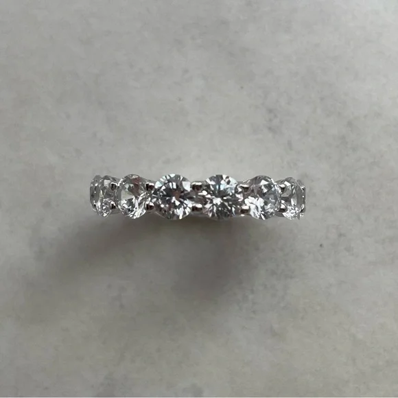 Cubic Zirconia Eternity 925 Sterling Silver Ring - Picture 2 of 3